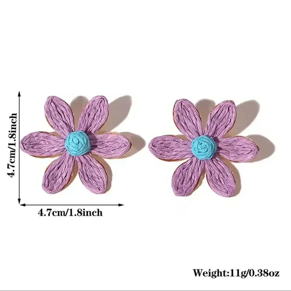 Lalita Boho Raffia Flower Earrings - Picture 8 of 9